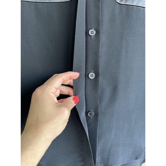 SEA New York Lambs Leather And Silk Blouse - Size 8 - Black - Picture 3 of 7